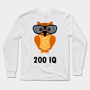 Cute Owl with 200 IQ - Smart Owl - Nerd Owl with nerd glasses Long Sleeve T-Shirt